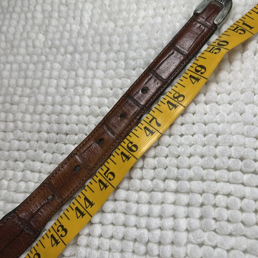 Jos A Bank Fine Italian Leather Belt 44 Croc Embossed Dress Golf Silver Tone